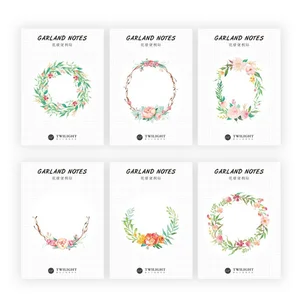 Клейкие наклейки для заметок, с цветочным обручем, 6 шт., F876