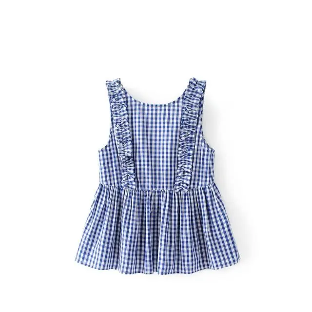 Женская блузка без рукавов VOGUEIN в клетку и клеточку с оборками Размер SML оптовая