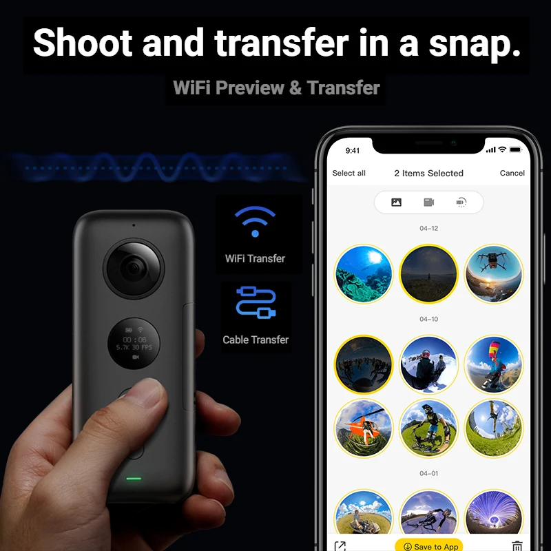 Insta360 ONE X camera 5,7 K видео 18 МП управление Фото время и перспектива правка на лету Совместимость с приложением Insta 360 ONE X