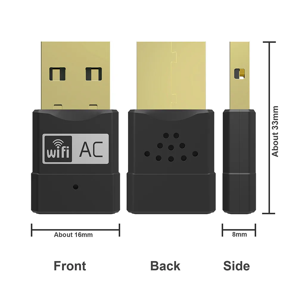 Мини Беспроводной двухдиапазонный 802.11ac Портативный USB WiFi 5 ГГц 2,4 ГГц 433 адаптер Mpbs RTL8811AU для Windows XP Win Vista Win 7 8 10 Mac