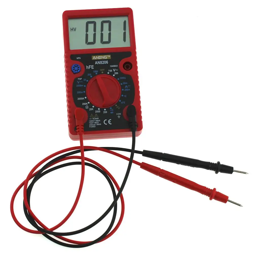 AN8206 5 Colors Mini Handheld Digital Multimeter LCD Screen Overload Protection Ampere Voltage Ohm With Tester Probe 1PC J3 | Инструменты