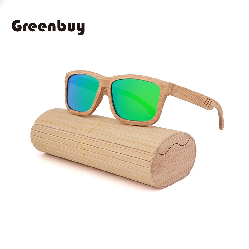 Винтажные натуральные зеленые солнцезащитные очки ручной работы бамбуковые