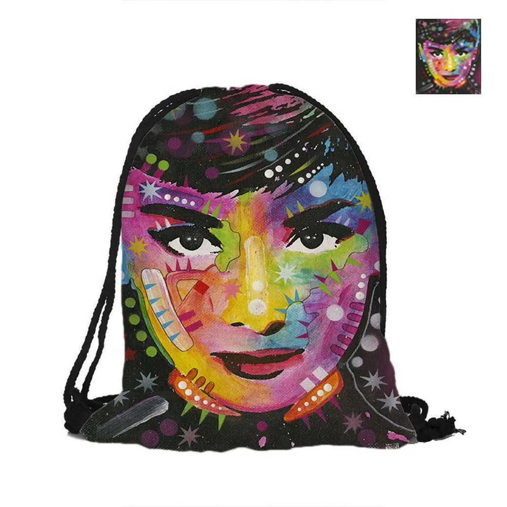 Красивый принт с изображением рюкзак на шнурке для пляжа школы шопинга женский и