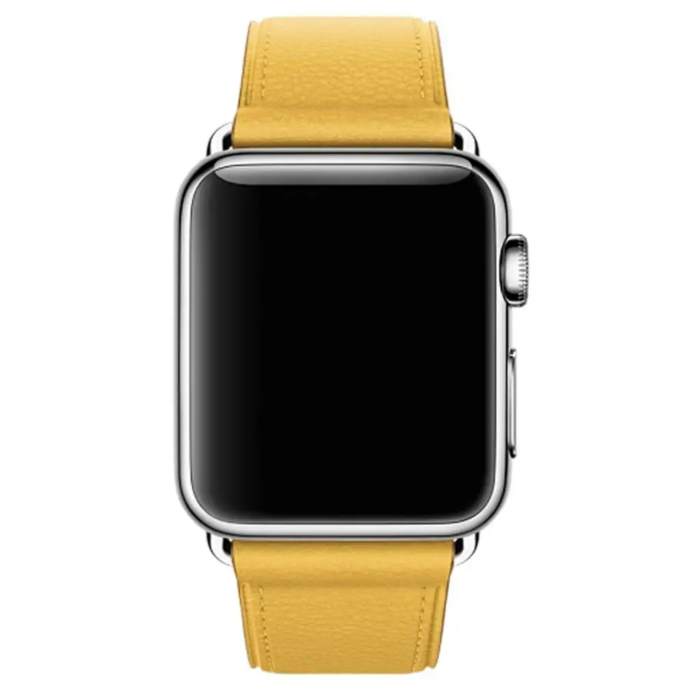 Ремешок из натуральной кожи для Apple Watch 42 мм 38 мм 40 мм 44 мм, умный ремешок для часов iwatch серии 4 3 2 1, браслет из стали с классической пряжкой