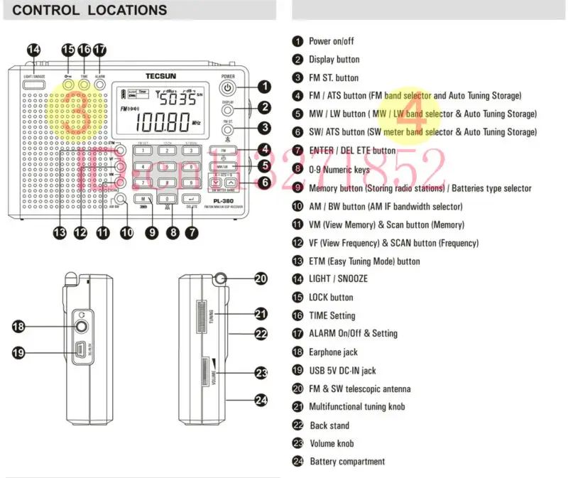 Tecsun PL-380 PL380 радио Цифровой PLL Портативный Радиоприемник FM Стерео/LW/SW/MW DSP Приемник