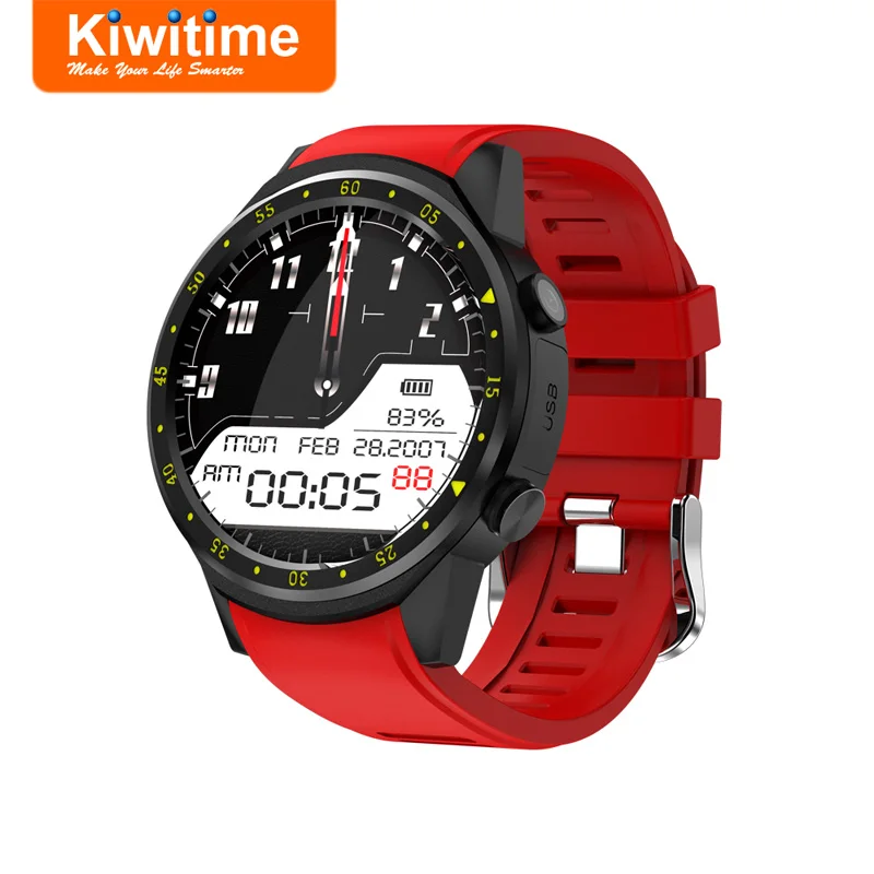 Красный KIWITIME KF01 gps Смарт часы подключение компас монитор сердечного ритма для мужчин Спорт Bluetooth Smartwatch для iPhone samsung Android телефон - Цвет: Красный
