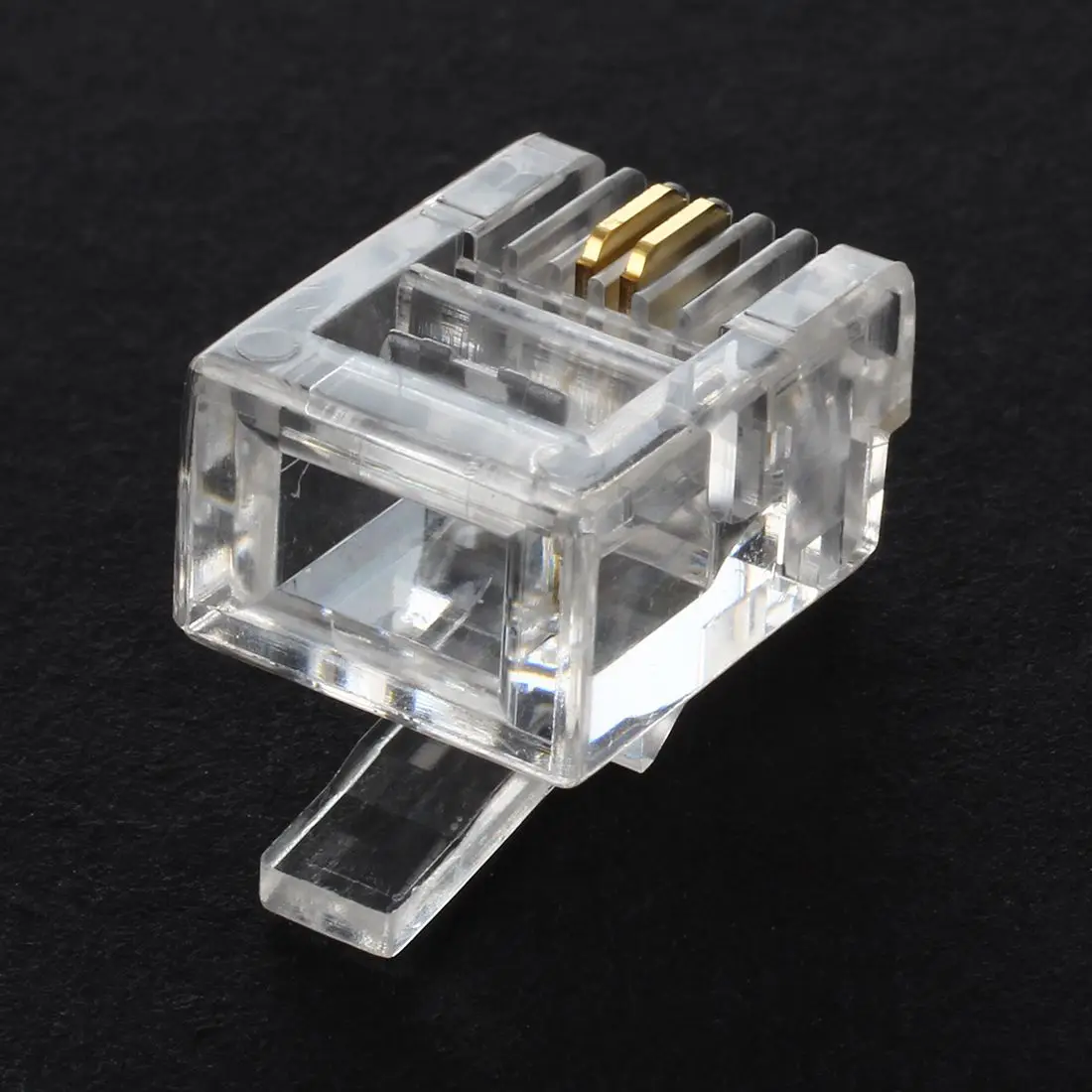 20 Pcs 6P2C 2 Pins RJ11 Modular Plug Network Cable Connector Clear |