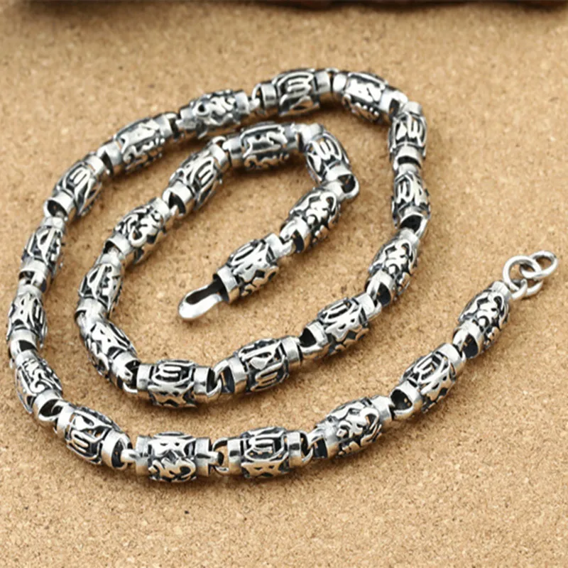 66g 100% Real Pure 925 Sterling Silver Choker Necklace 8MM Thick Chain Men Gift Thai silver long Initial necklace | Украшения и