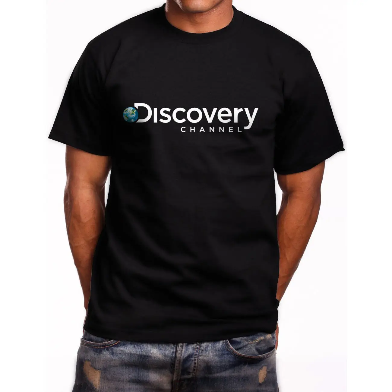 Новый Discovery Channel с логотипом короткий рукав Для мужчин черный футболка Размеры S к