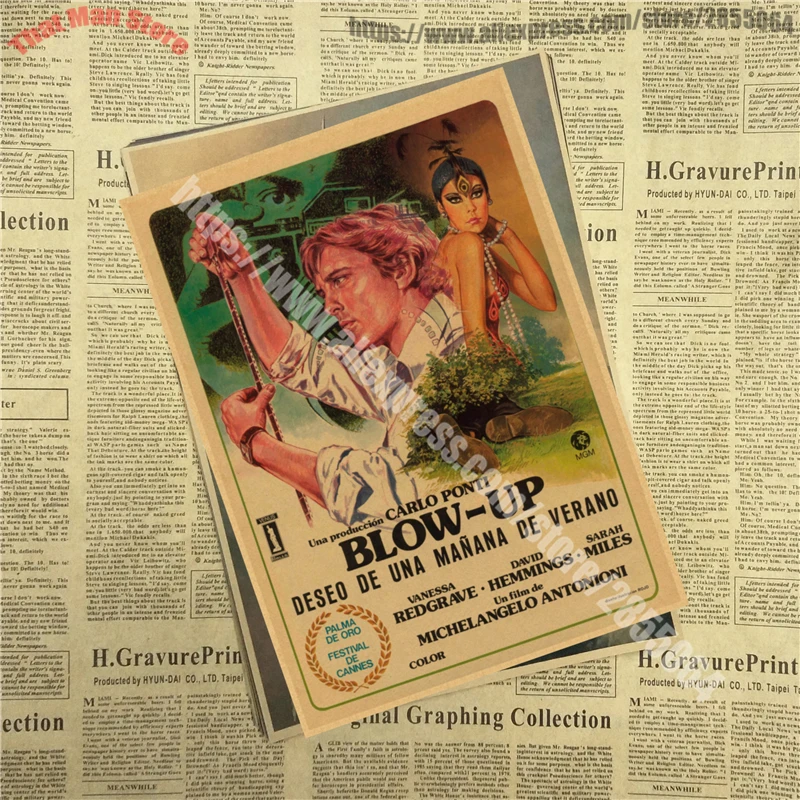 BLOW-UP 1966 микеланжело антоньони домашний интерьер украшения Крафт Фильм плакат рисунок core наклейки на стену