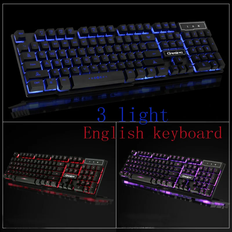 English 3 light Русская игровая клавиатура с подсветкой, компьютерная клавиатура, мышь Mecanico, игра со светодиодной подсветкой, Usb с механическим ощущением, русская клавиатура - Цвет: English 3 light