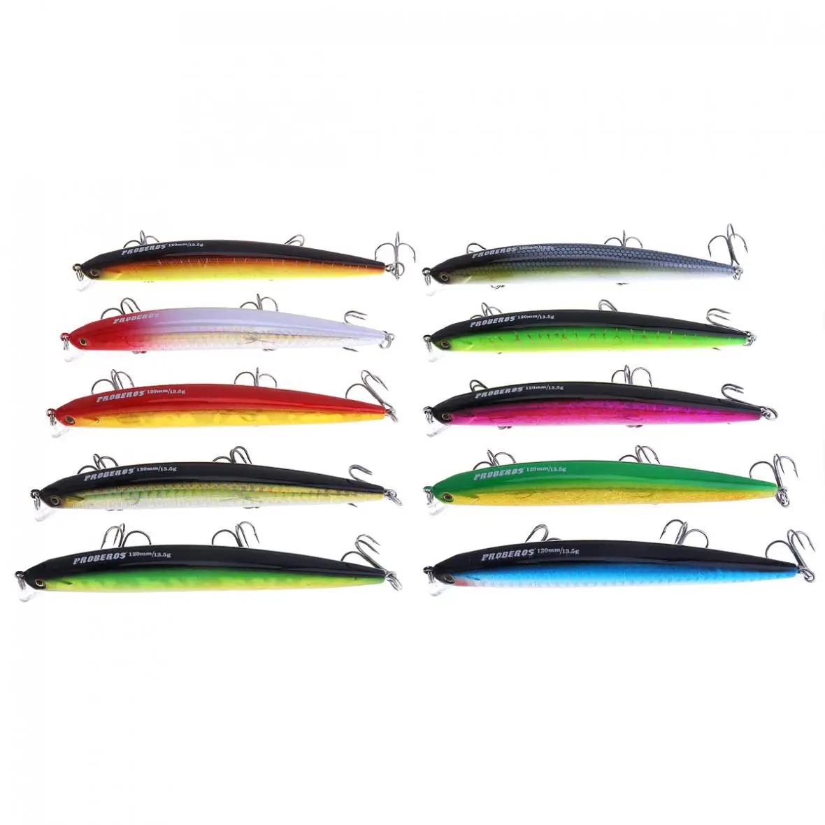 

10pcs/lot 12cm 13.5g Artificial Hard Lure Laser Minnow Bait Different Colors with Treble Hook