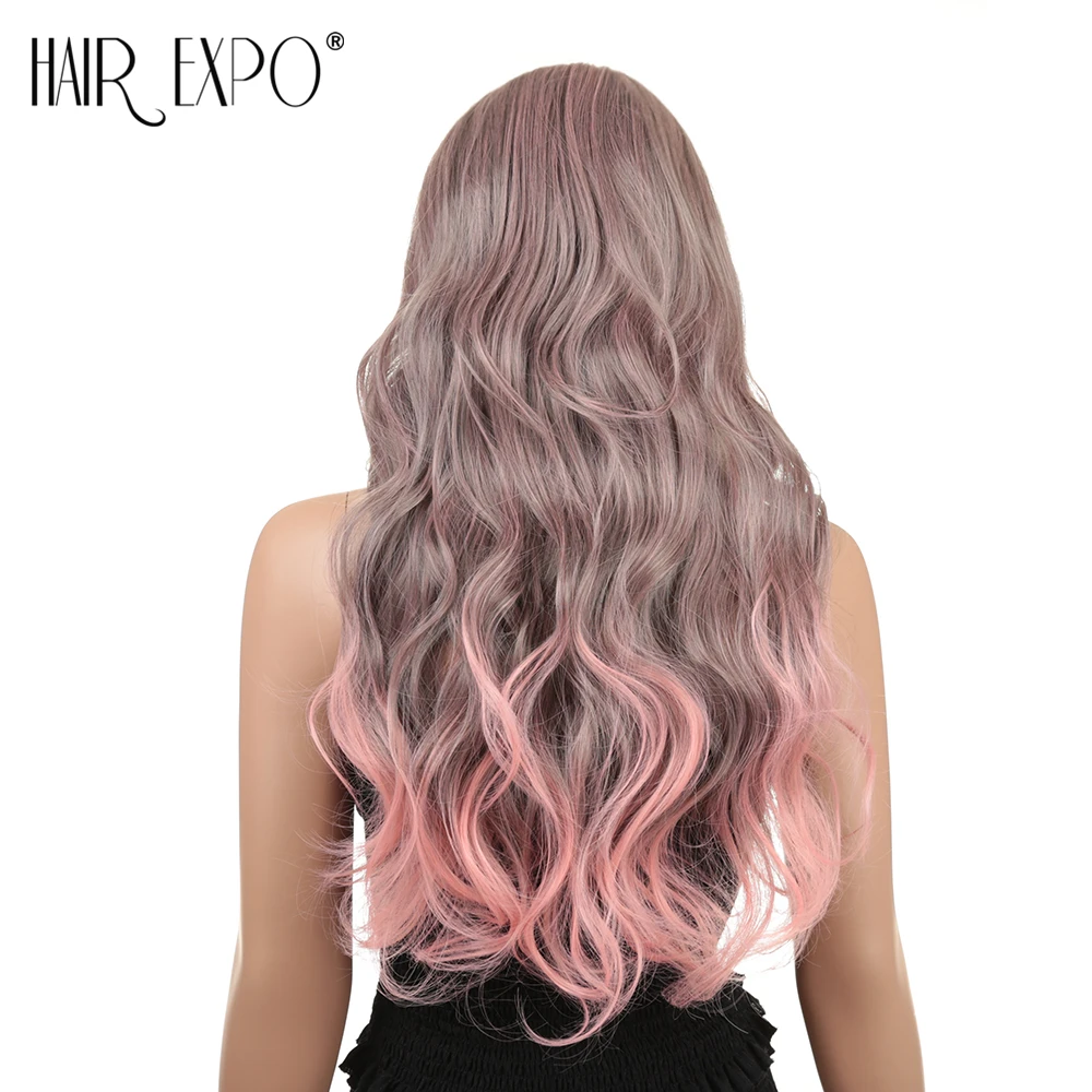 

Парик для косплея Hair Expo City из аниме, длинные волнистые искусственные волосы, парик для вечевечерние с эффектом омбре для женщин афро