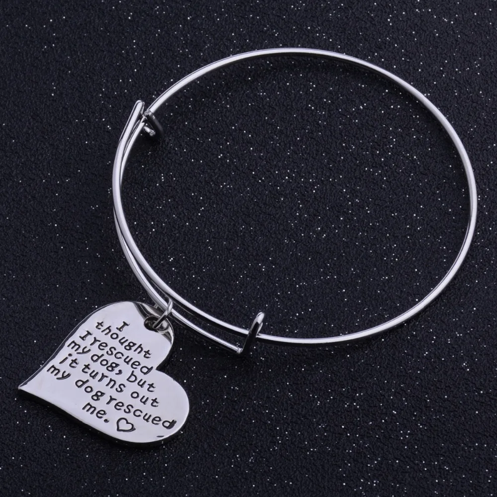 Сердце Собаки Спас Меня Dog Tag Браслет Домашних Животных Спасение Посеребренные