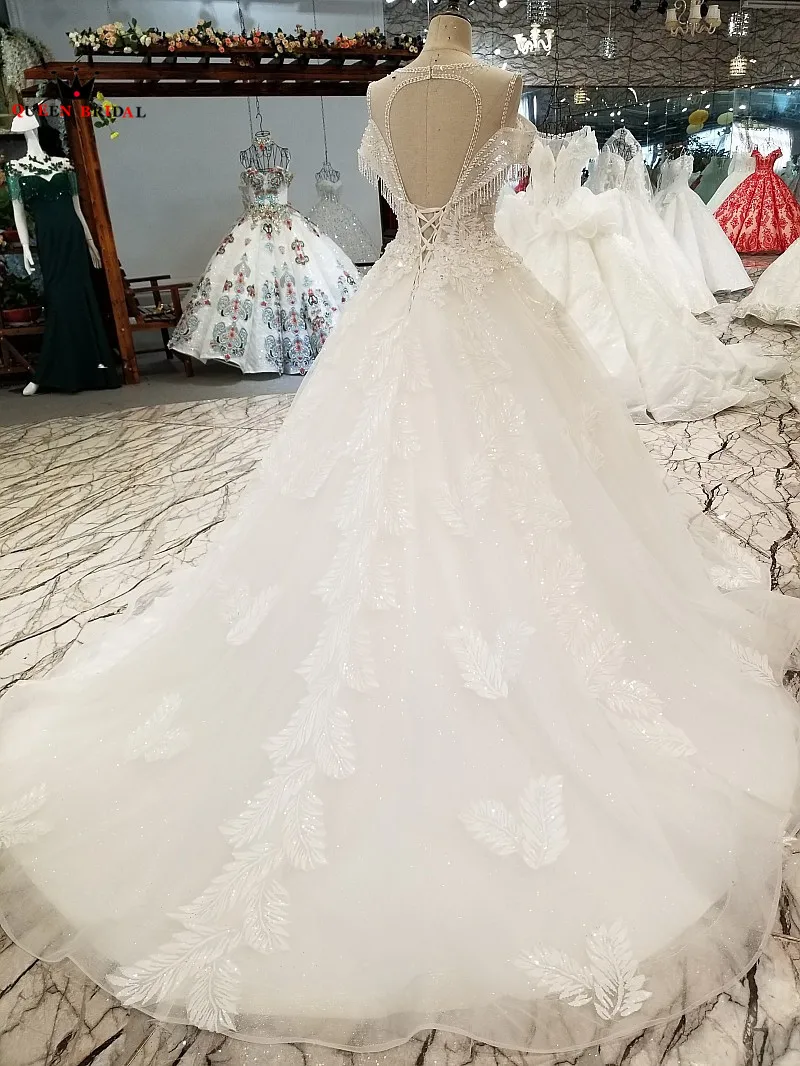 Платье vestido de noiva бальное платье с кружевами и жемчугом расшитые блестками на