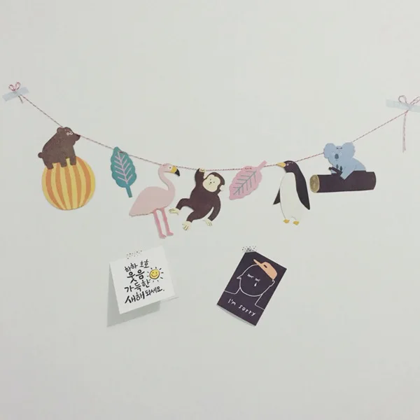1 Набор бумажный баннер с животными флажки тематикой зоопарка подвесные гирлянды