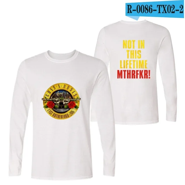 white Guns and Roses Мужская футболка весна осень футболка Мужская рок группа футболка хип хоп 4XL футболки топы брендовая одежда guns N Rose - Цвет: white