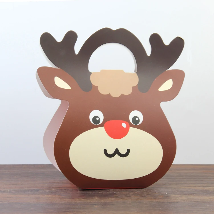 elk FUNNYBUNNY 2 шт Рождественская Вечеринка Бумажные Любимые Подарки кекс яблоко сладости Перевозчик сумки коробки - Цвет: elk