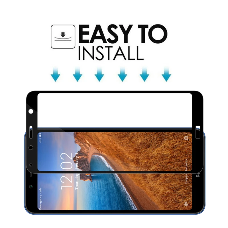 Защитное стекло 9H для XiaoMi RedMi 7A Red Mi RedMi7A закаленное с полным клеем 9 H