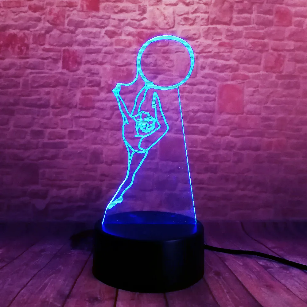 3D креативное видение гимнастика девушка Спортман моделирование настольная лампа 7 цветов Изменение ребенка день рождения Декор подарки светодиодный прикроватный ночник светильник