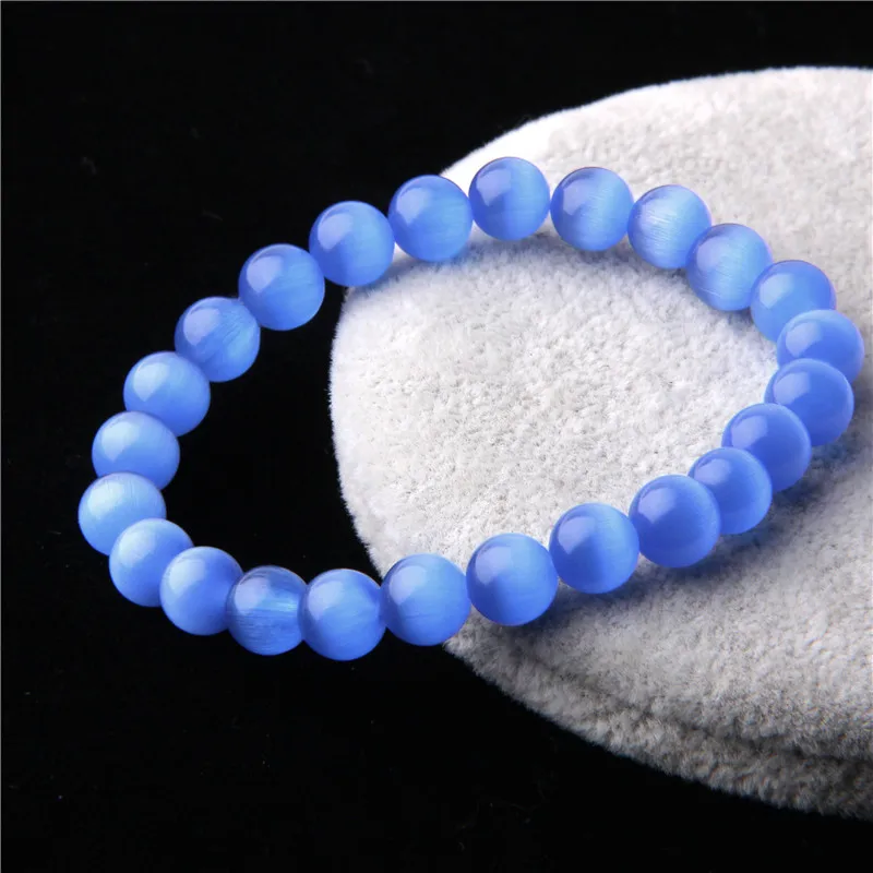 Тянущиеся браслеты с круглыми бусинами из натурального камня кошачий глаз