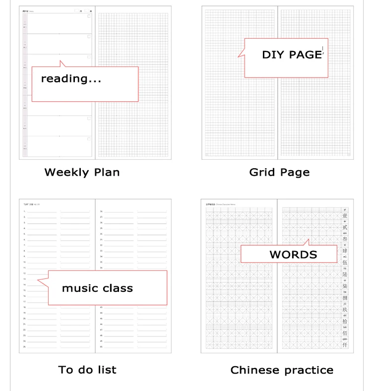 Kinbor Kawaii Stars Student's A5/A6 Notebook Travel Journal Diary Weekly Planner Notepad Agenda School Office Supplies