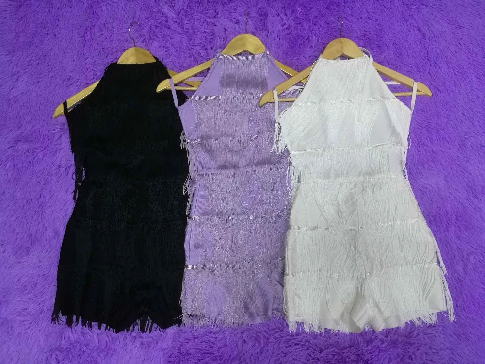 New Arrival Women Summer Sexy Tassel Purple Bandage Playsuit 2018 Knitted Elastic Bodycon Designer | Женская одежда