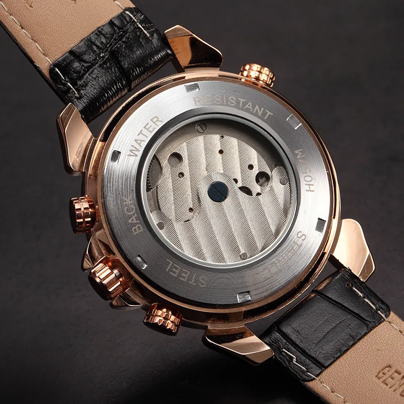 

JARAGAR Men's Auto Mechanical Golden Case Flying Tourbillon Vogue Watch Relogio Masculino Male Wristwatch Montre Homme