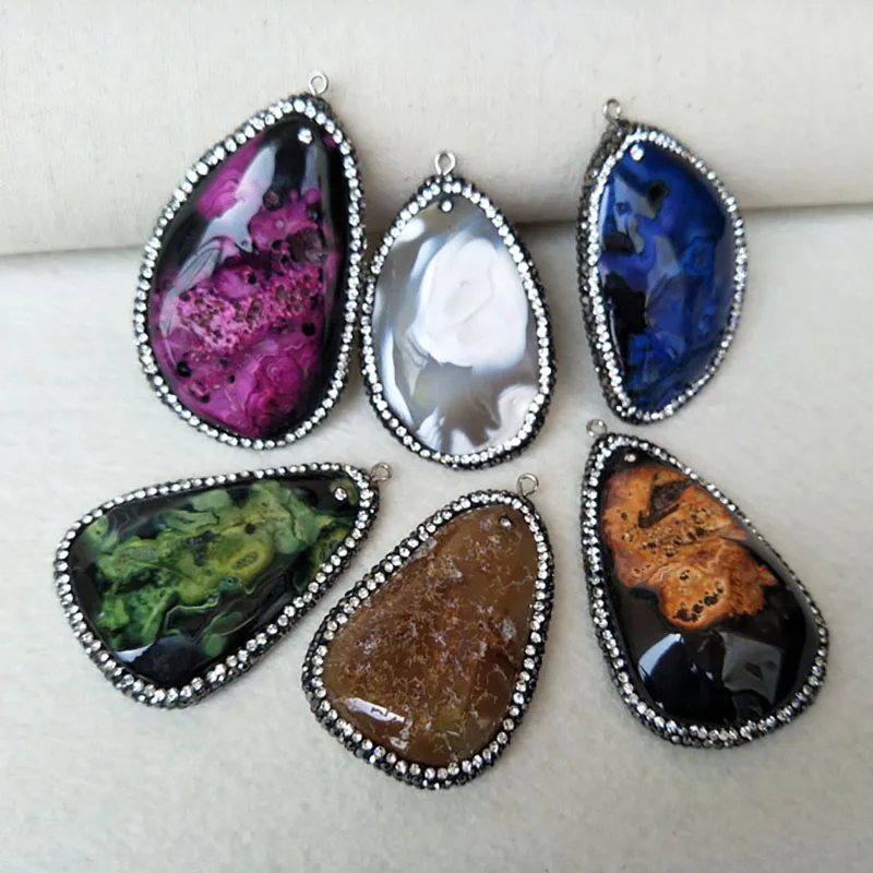 5 шт. Натуральный Druzy agat e каменный кварцевый кулон ювелирное очарование проложить