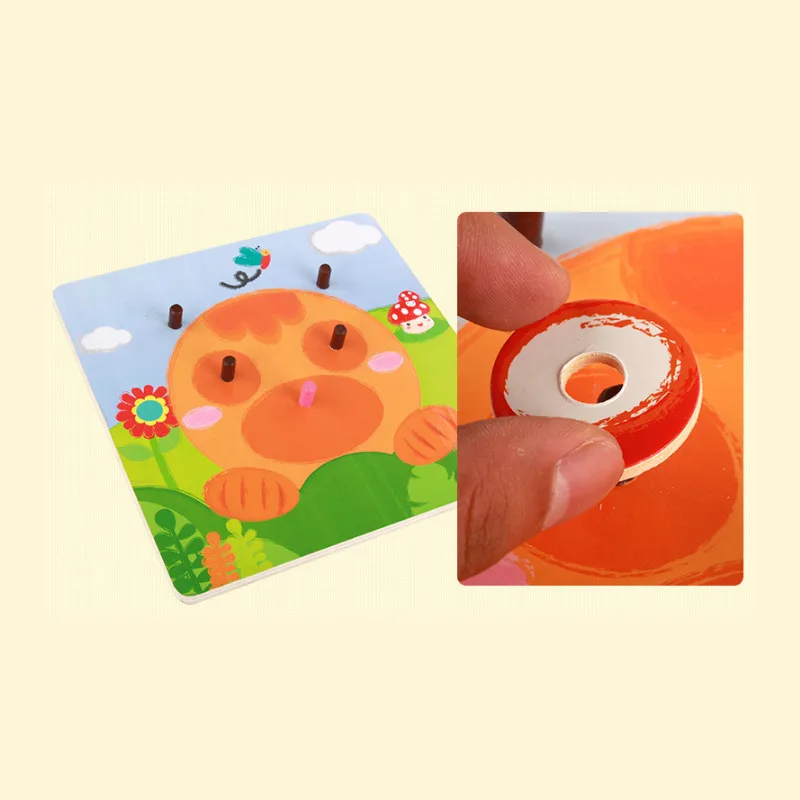 Интеллект головоломки Животные изменение лица игры деревянные Развивающие для