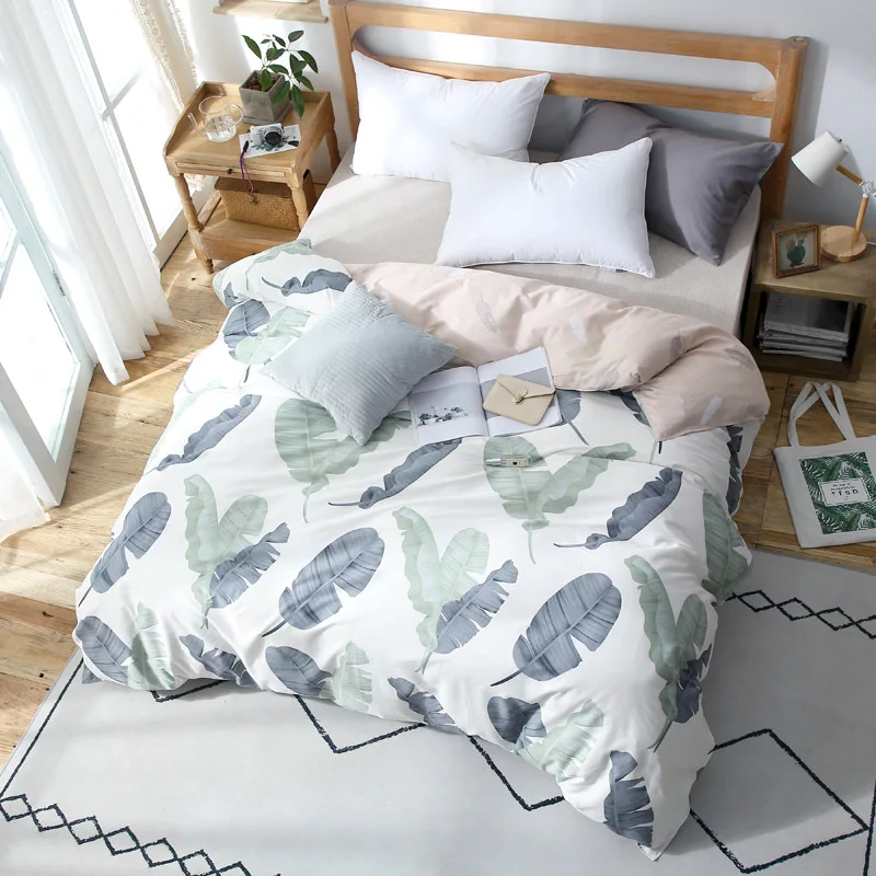 Современный стиль зеленые листья узор хлопок мягкие постельные принадлежности 1