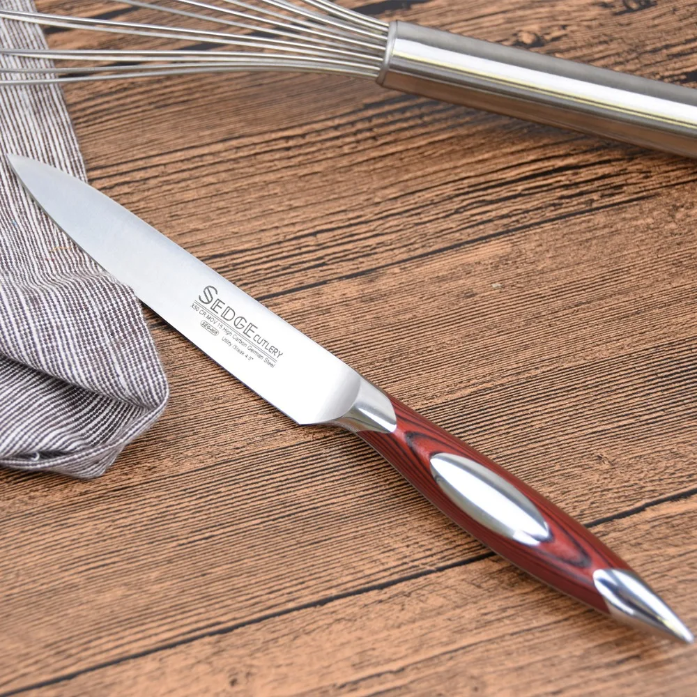 Осока стейк Ножи HC Пособия по немецкому языку Нержавеющая сталь X50CrMoV15 Кухня