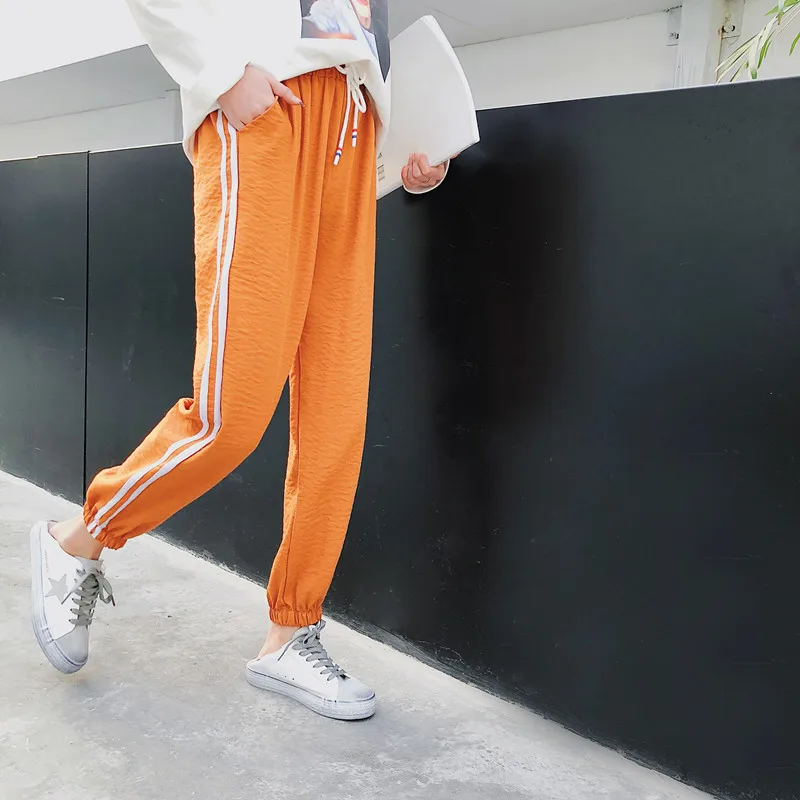 

Spring and summer linen pants female Harajuku bf wind loose tide uniforms pants