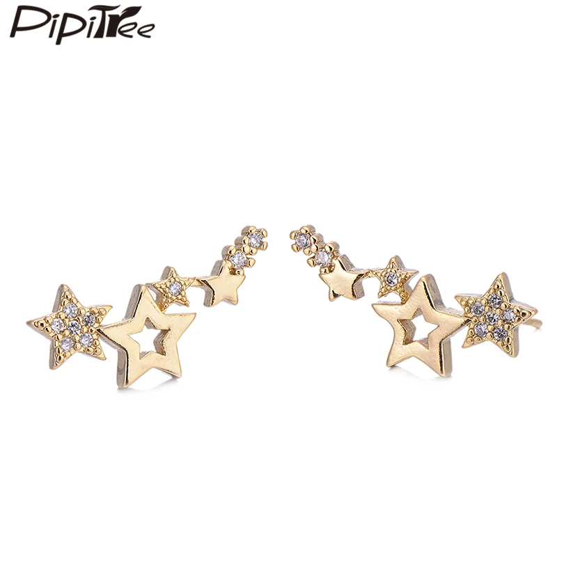Модные бриллиантовые серьги Pipitree для женщин и девушек медные розовые Золотые с