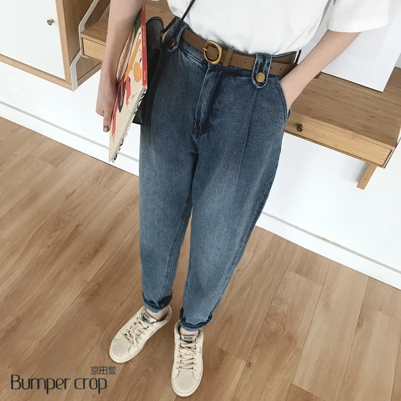 Настоящие женские джинсы BUMPERCROP весна 2019 новый дизайн винтажные синие штаны