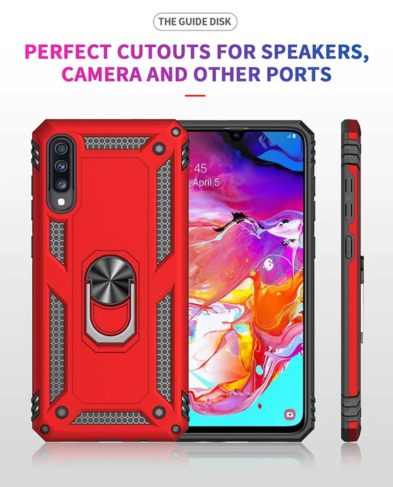 Car Mounted Armor Case For Samsung Galaxy A20e A 10 20 30 40 50 70 S Shockproof Ring Buckle Stand Soft TPU+ Hard PC Case Cover