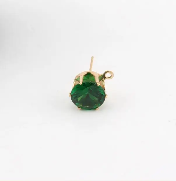 8mmgold green 10 шт., 8 мм, золотой, серебристый блестящий цвет, циркониевый кристалл, серьги-гвоздики с отверстием, серьги-капли для женщин и девушек, сделай сам, Серьги Brincos C10 - Цвет: 8mmgold green