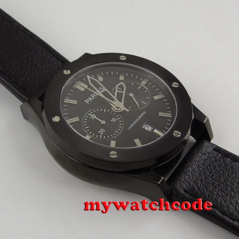 Кварцевые мужские часы parnis P631 с черным циферблатом 44 мм|watch men|watch men watchwatch watch |