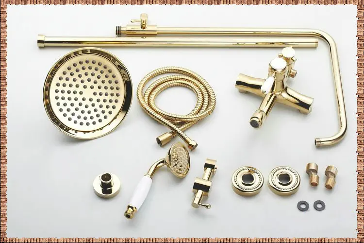 Free Shipping Wholesale Promotion Luxury Wall Mounted Round Rain Shower Faucet Set Dual Ceramic Tub Mixer HJ-3007K-A bath | Обустройство