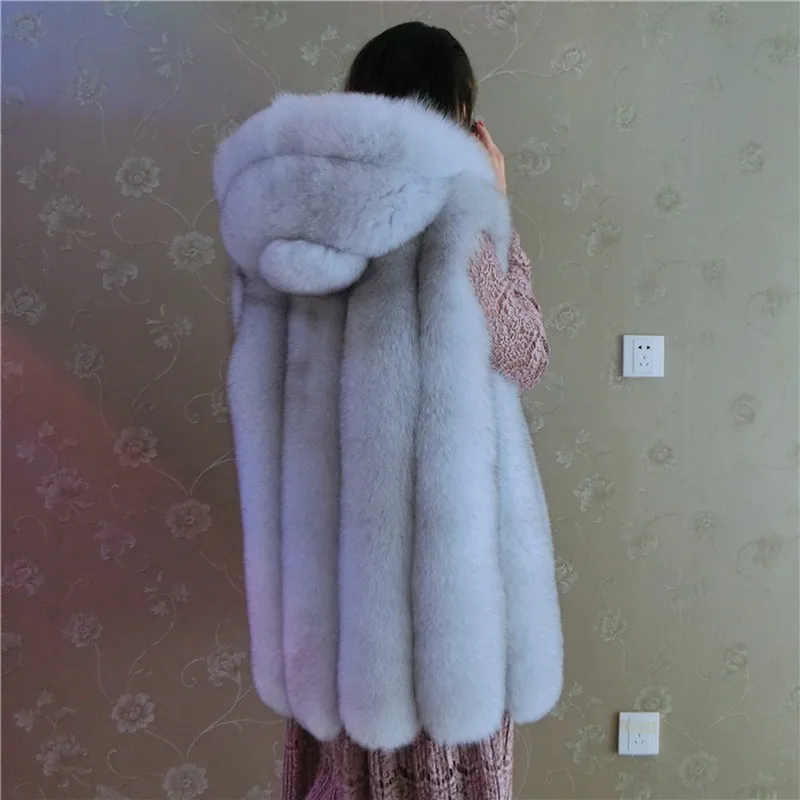 Жилет LIYAFUR Женский Длинный жилет без рукавов с капюшоном из 100% натурального
