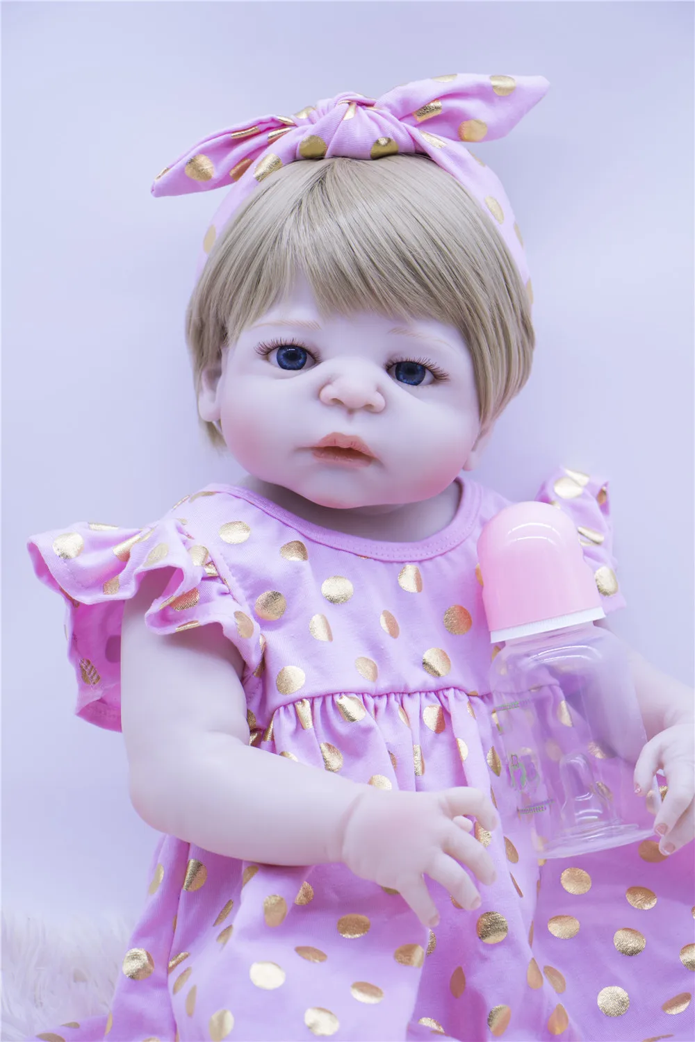 100% ручная работа силиконовые куклы Новорожденные с белой кожей платье в розовый