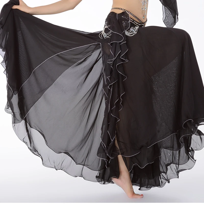 Chiffon Belly Dance Clothing 3 Layers Full Circle Long High Waist Maxi Women Skirts for |