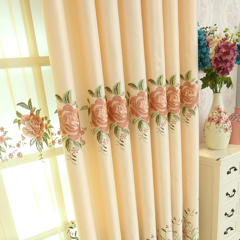 Роскошные китайские шторы с цветочной вышивкой для гостиной европейские из тюля