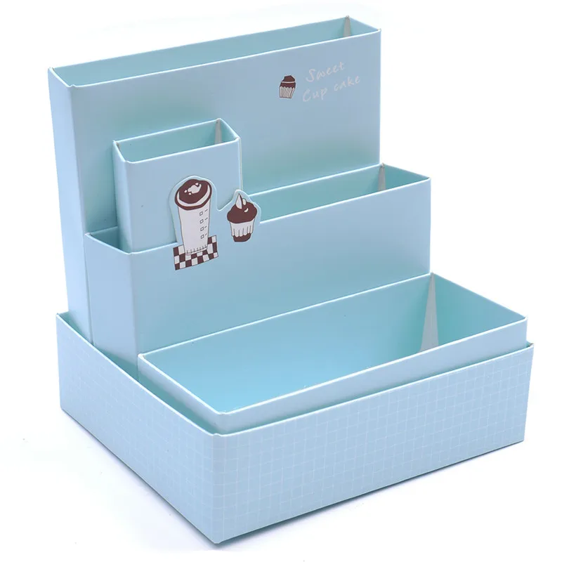 

1PC DIY Paper Board Storage Box Makeup Cosmetic Organizer Stationery Office Desk Organizer Storage Case