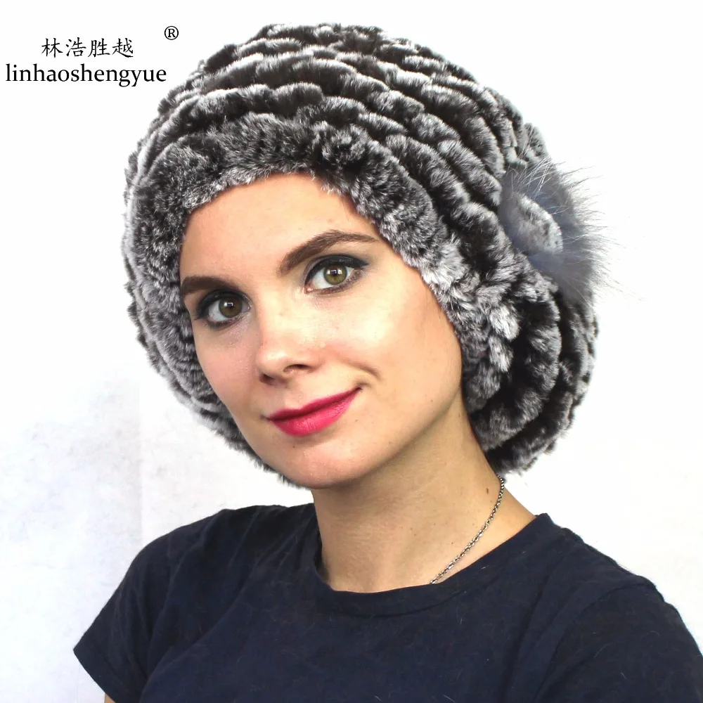Linhaoshengyue Настоящий мех кролика cap шапка из натурального кроличьего меха
