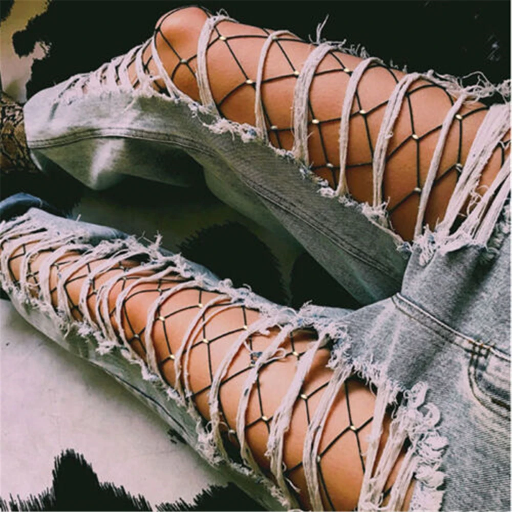 Сексуальные женские чулки черные красные Горячие сверкающие большие сетчатые