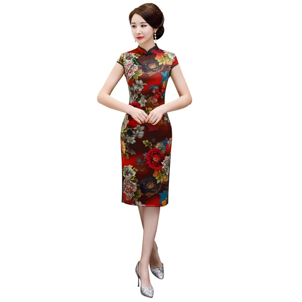 Shanghai Story 2019 Новое поступление длинное китайское платье Ципао с цветочным принтом