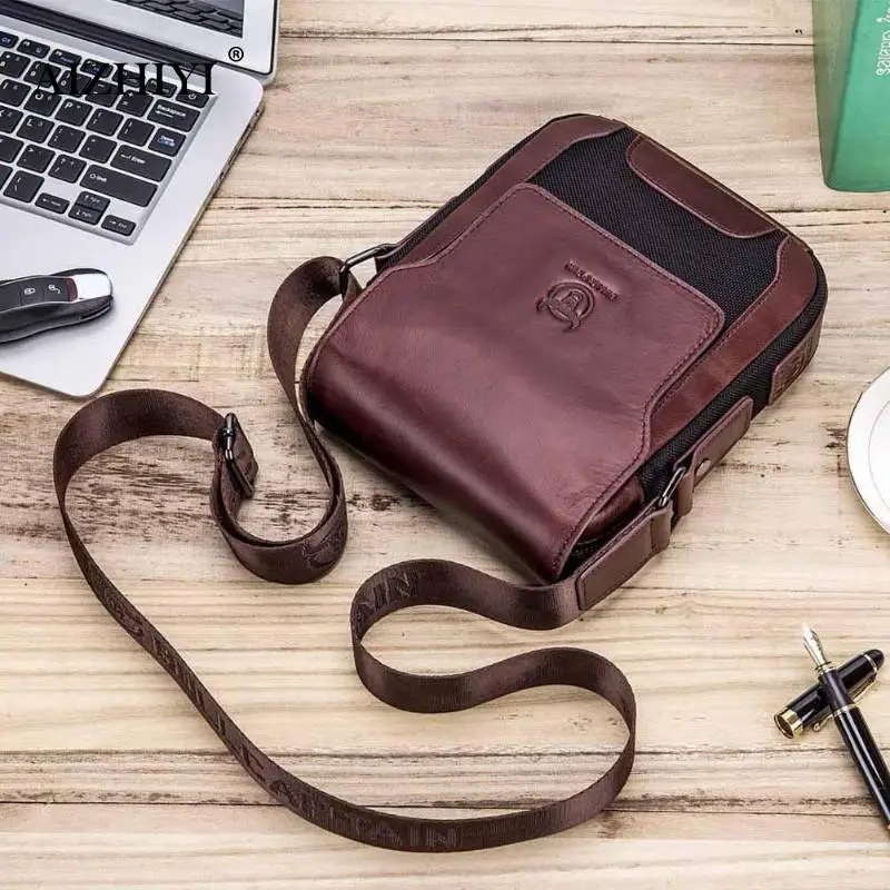Brand Genuine Leather men's Crossbody Bag cow leather Shoulder Vintage Messenger Handbags for Men High Quality Casual Bag