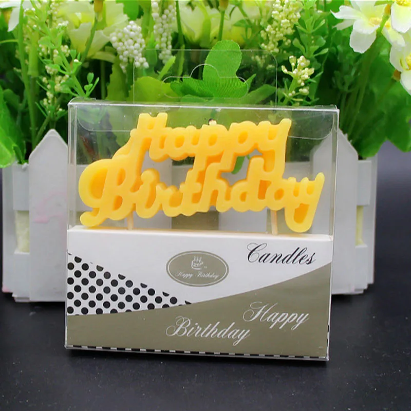 Экологичная однотонная английская свеча с надписью на день рождения для детей