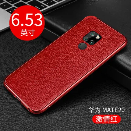 Роскошный металлический алюминиевый сплав бампер Рамка для huawei mate 20 Pro натуральная кожа чехол для телефона huawei mate 20 20X бесплатный подарок - Цвет: 4